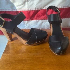 Black Leather Women's Sandals
